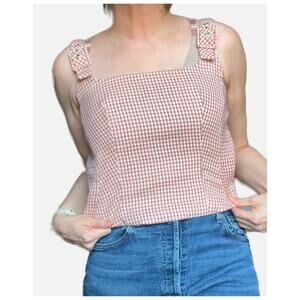 VTG Y2K Alexa Chung Twee Corset Style Top Green Pink Plaid Size 6